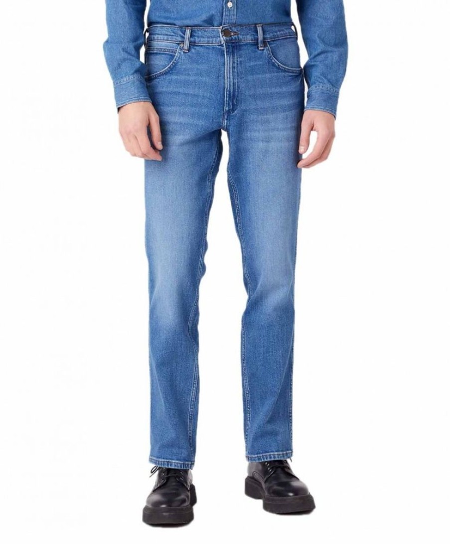 Herren Wrangler Regular Fit | Wrangler Greensboro Jeans Straight Leg In Used-Optik