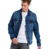 Herren Cross Jacken | Cross Herren Jeansjacke Regular Fit In Mittelblau