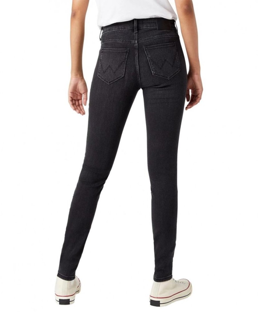 Damen Wrangler Skinny | Wrangler Jeans Skinny Fit In Schwarzem Soft Nights Denim