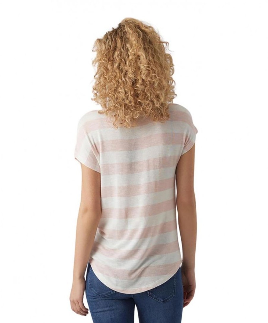 Damen Vero Moda Shirts | Vero Moda T-Shirt Wide Stripe Mit Rundhals In Streifenoptik