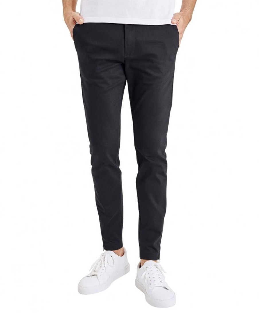 Herren MAC Chinohosen | Mac Hose Tapered Fit Griffin In Schwarz Mit Zipper Am Saum