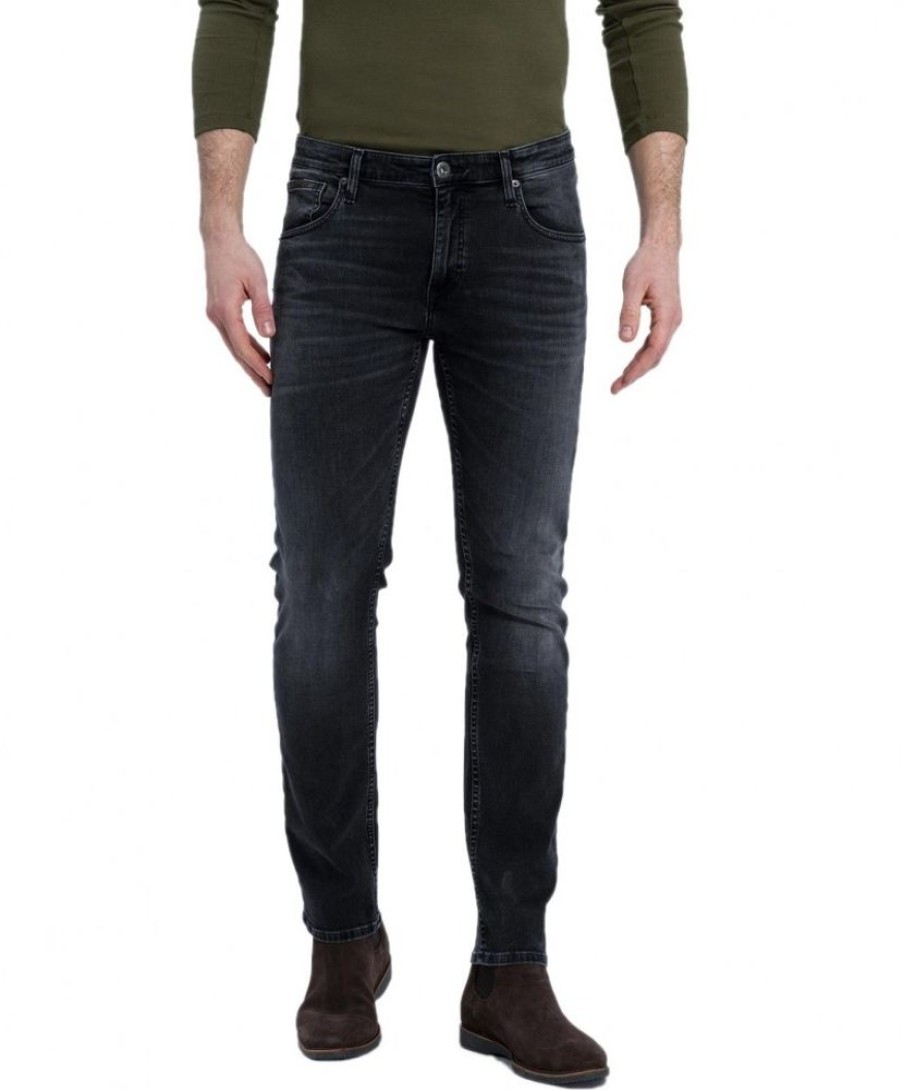 Herren Cross Slim Fit | Cross Jeans Damien Mit Slim Fit In Schwarzer Used-Optik