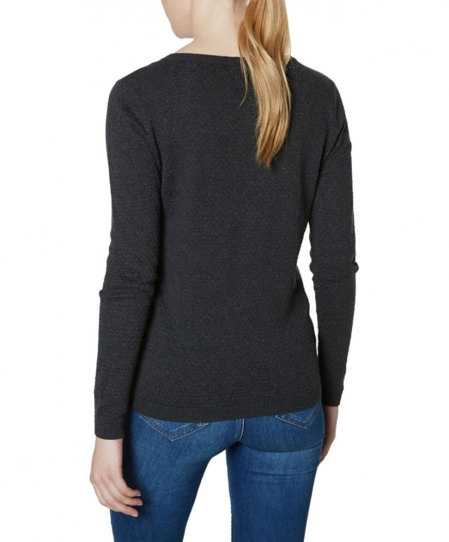 Damen Vero Moda Pullover | Vero Moda Strukturpullover Aus Grauer Bio-Baumwolle