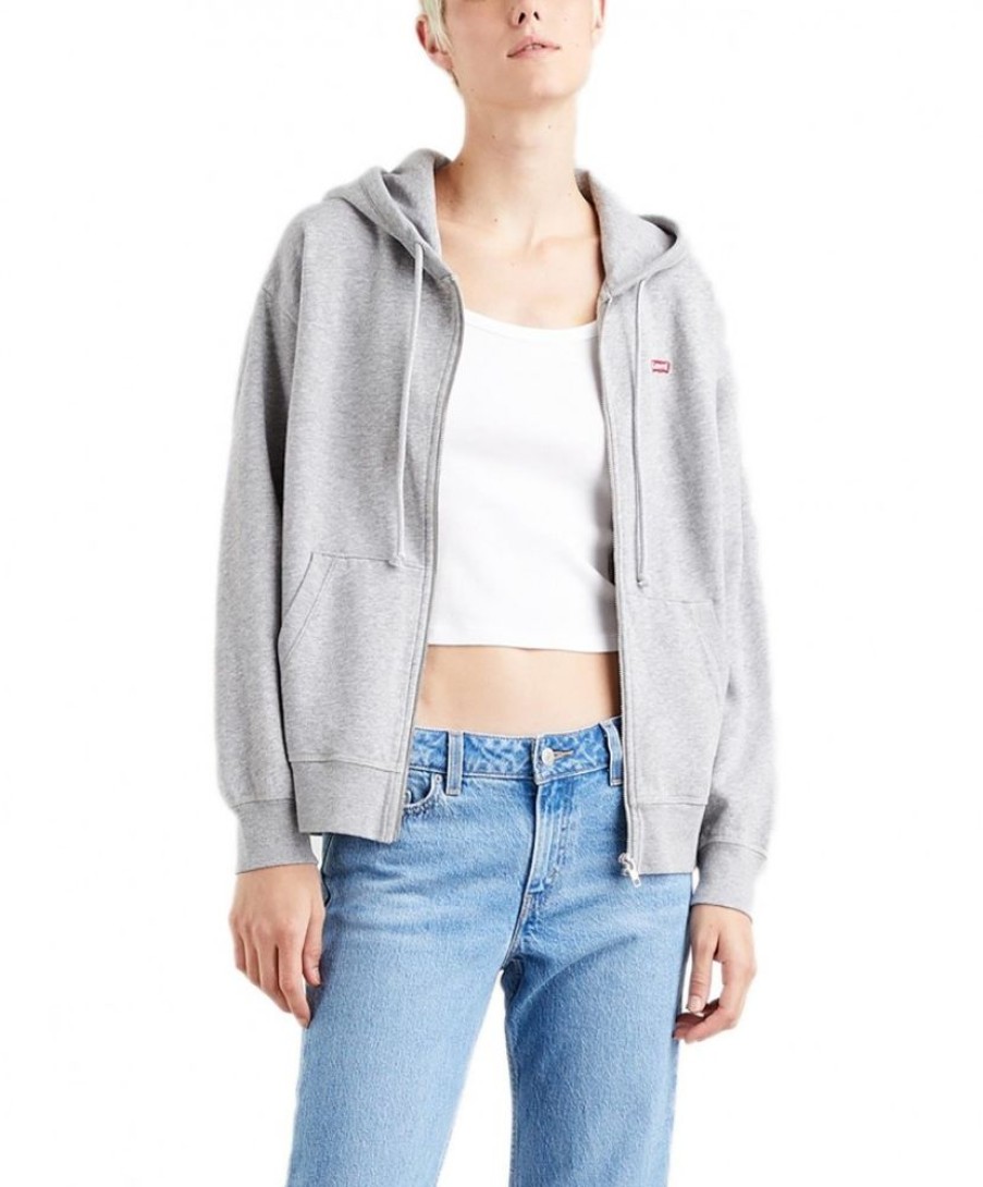 Damen Levis Pullover | Levis Hoodie Standard Mit Reisverschluss In Hellgrau