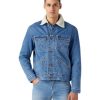 Herren Wrangler Jacken | Wrangler Jeansjacke Mit Sherpa Futter In Stonewash