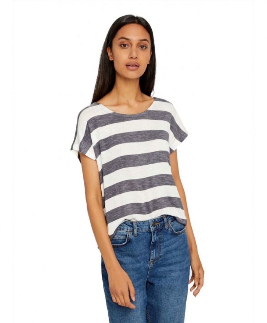 Damen Vero Moda Shirts | Vero Moda Damen T-Shirt Wide In Blockstreifen-Design