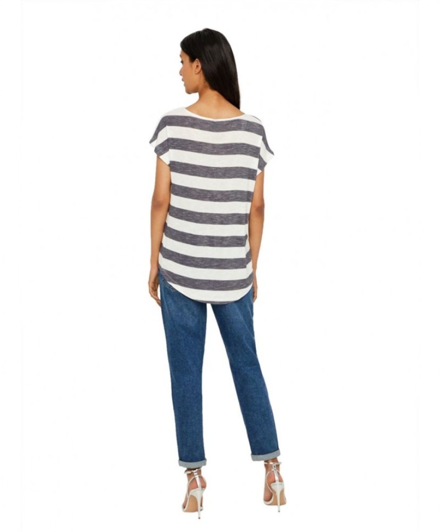 Damen Vero Moda Shirts | Vero Moda Damen T-Shirt Wide In Blockstreifen-Design