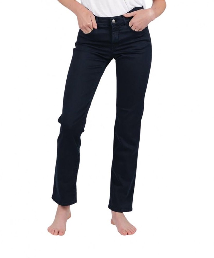 Damen Angels Straight Leg | Angels Jeans Dolly In Unifarbenen Midnight Blau