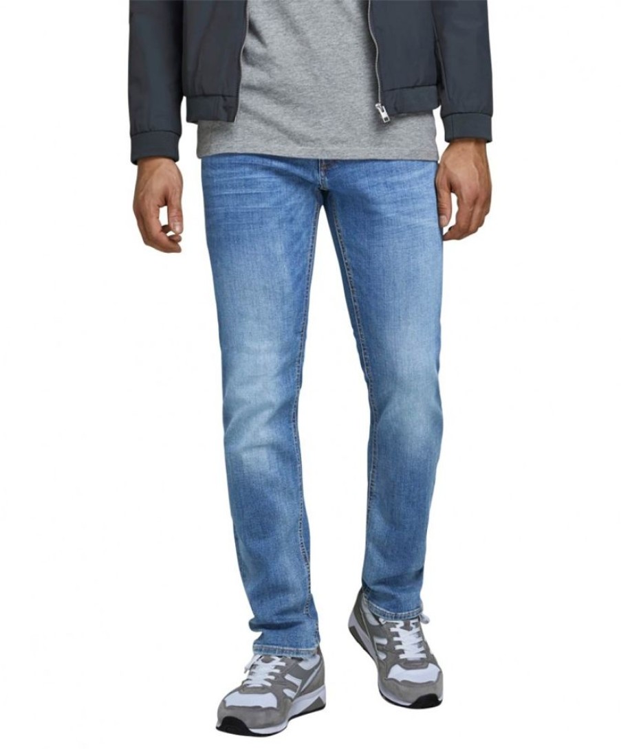 Herren Jack & Jones Slim Fit | Jack & Jones Jeans Slim Fit Tim In Blue-Denim-Look