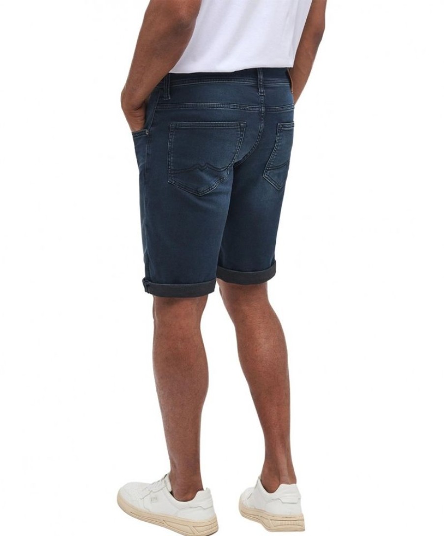 Herren Mustang Stretch Jeans | Mustang Chicago Shorts Aus Stretch Denim In Dunklem Used