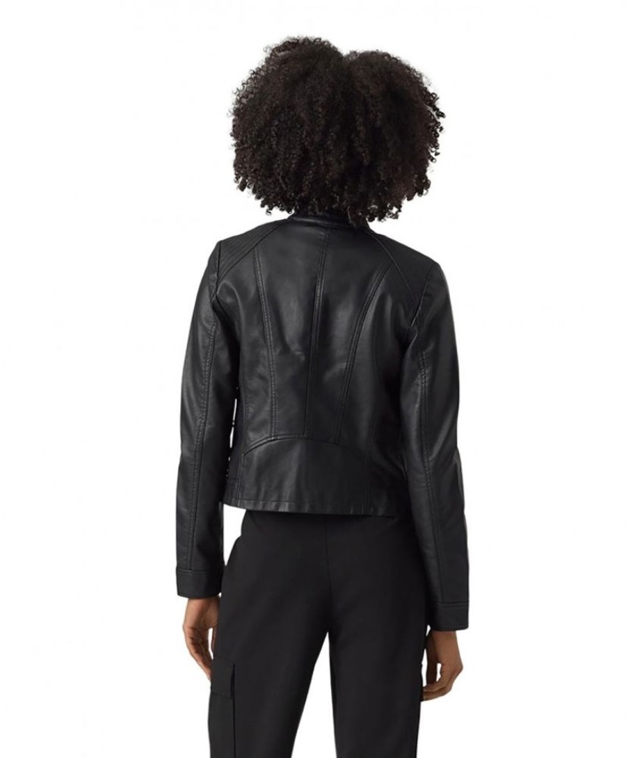 Damen Vero Moda Jacken | Vero Moda Lederimitat Jacke Favodona In Schwarz