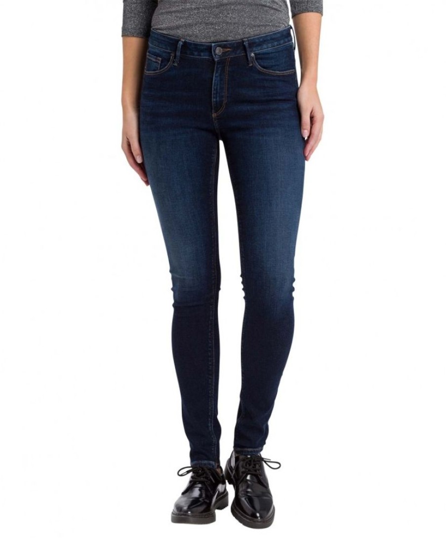 Damen Cross Skinny | Cross Skinny Jeans Alan In Deep Blue Mit Hohem Bund