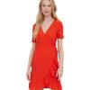 Damen Vero Moda Kleider | Vero Moda Minikleid Haya Mit V-Ausschnitt In Orange