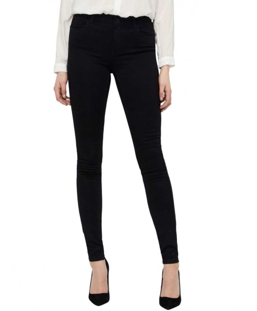 Damen Vero Moda Skinny | Vero Moda Push-Up-Jeans Seven Aus Schwarzen Denim