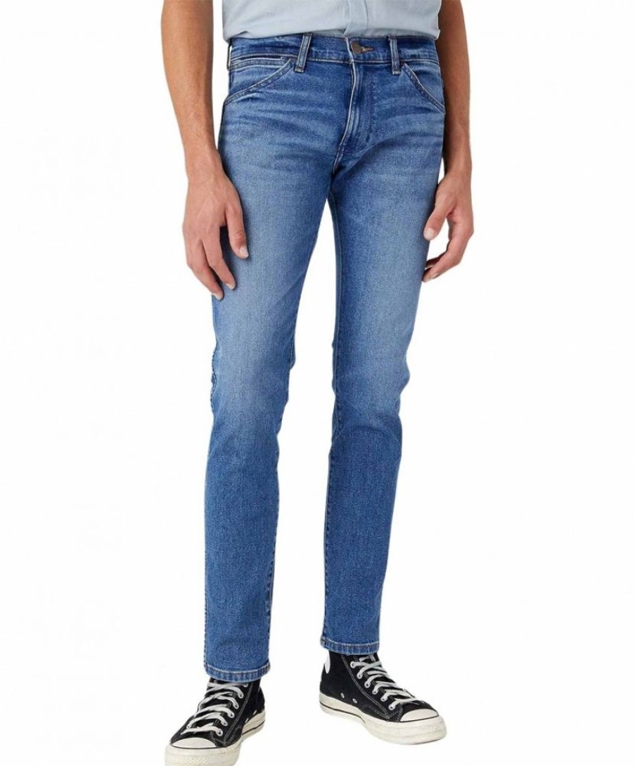 Herren Wrangler Skinny Fit | Wrangler Bryson Jeans Skinny Fit In Smoxy Sea Waschung