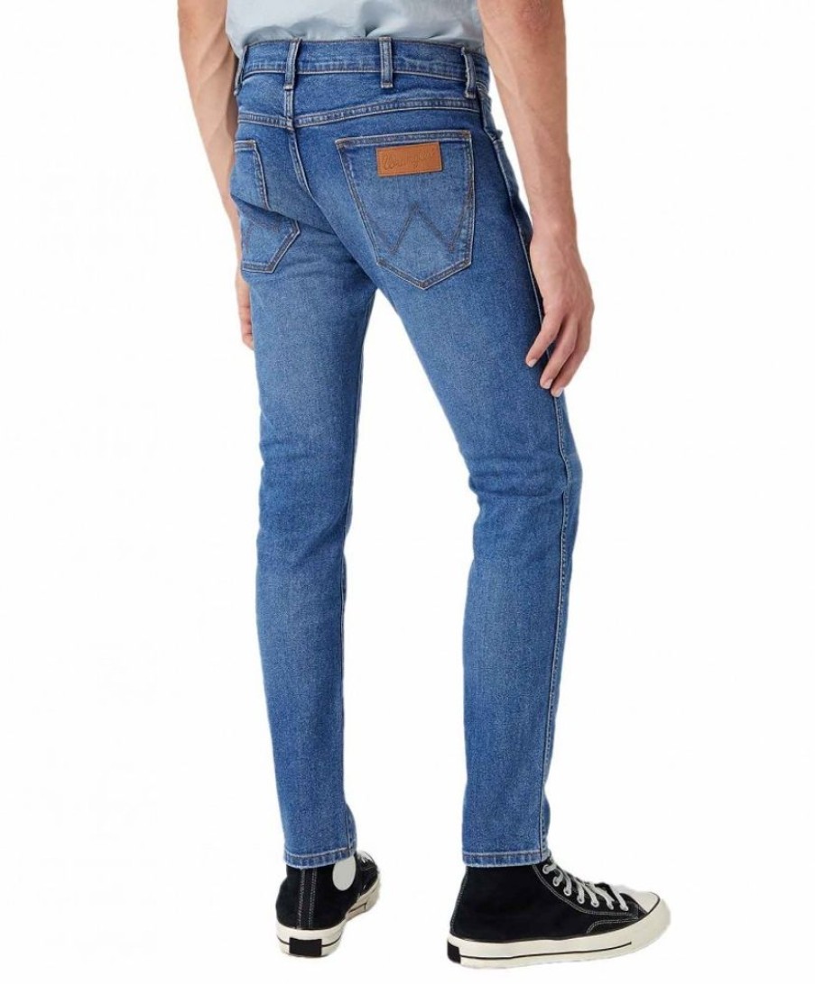 Herren Wrangler Skinny Fit | Wrangler Bryson Jeans Skinny Fit In Smoxy Sea Waschung