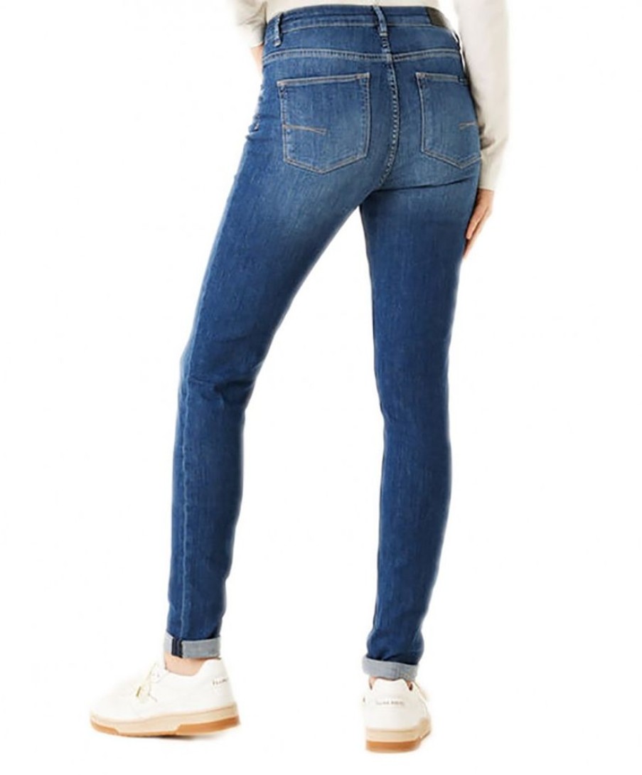 Damen Garcia Slim Fit | Garcia Jeans Slim Fit Celia 244 In Mittelblauem Used-Look