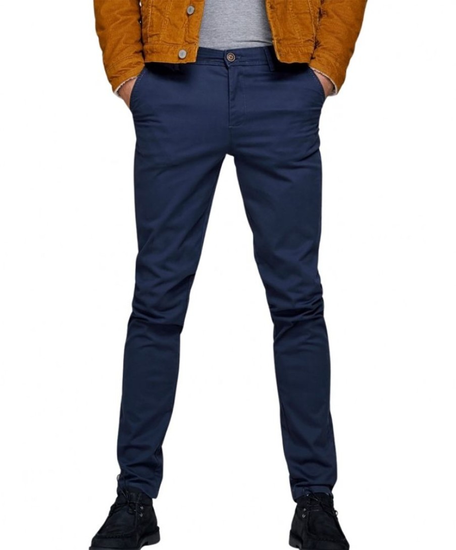 Herren Jack & Jones Chinohosen | Jack & Jones Chino-Hose Marco Bowie In Dunkelblau