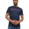 Herren Mustang Shirts | Mustang T-Shirt Aus Blauer Baumwolle Mit Logo Schriftzug