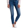 Damen Cross Skinny | Cross Jeans Ankle Giselle In Mittelblau Mit Zipper Am Saum