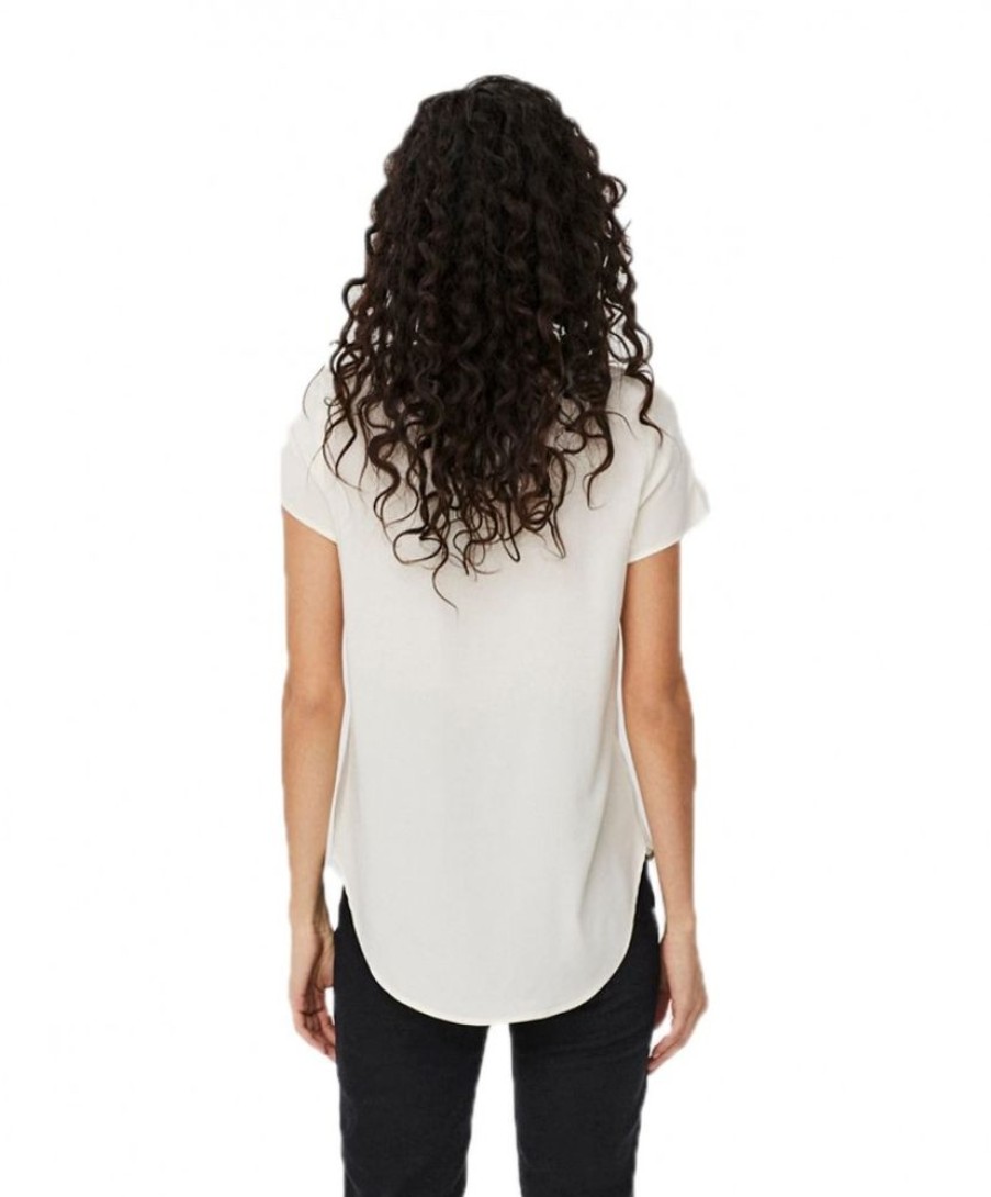 Damen Vero Moda Shirts | Vero Moda Blusenshirt Becca Plain Mit Rundhals In Weis