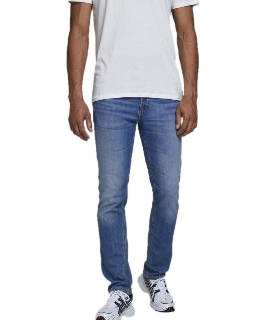 Herren Jack & Jones Slim Fit | Jack & Jones Slim Fit Jeans Glenn In Hellblauen Blue