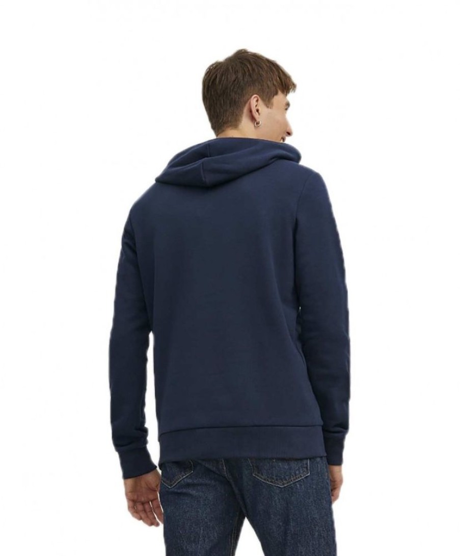 Herren Jack & Jones Pullover | Jack & Jones Kapuzensweatshirt Mit Logo-Brustprint In Dunkelblau