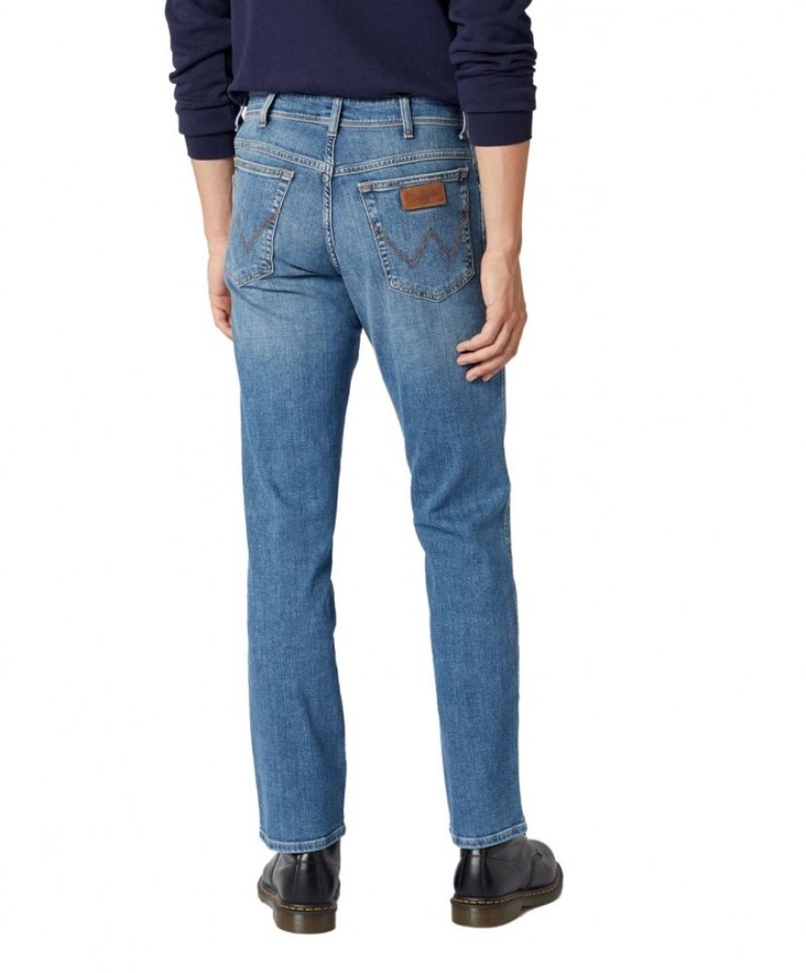 Herren Wrangler Straight Leg | Wrangler Texas Stretch-Jeans In Blauem Worn Broke