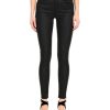 Damen Garcia Slim Fit | Garcia Damen Jeans Superslim Celia Aus Schwarzem Coated-Denim