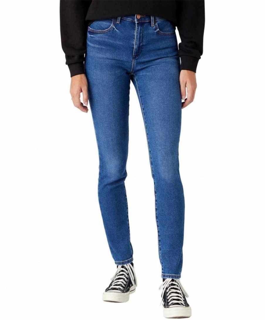 Damen Wrangler Skinny | Wrangler Jeans Skinny Fit Mit High Rise In Blauem Camellia