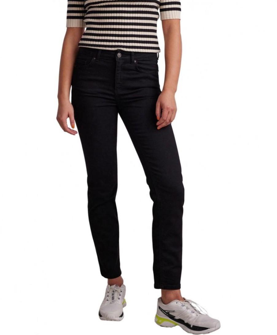 Damen Pieces Straight Leg | Pieces Delly Jeans Straight Fit In Schwarz