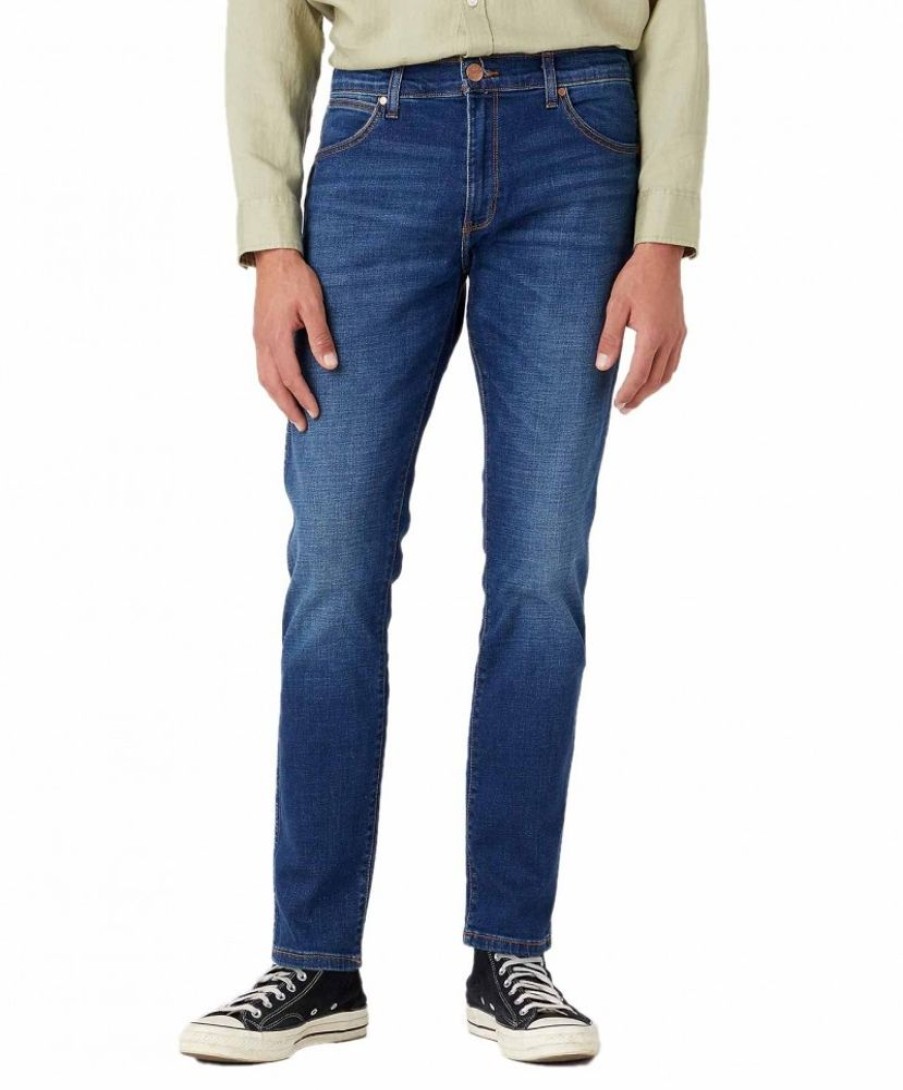 Herren Wrangler Tapered | Wrangler Larston Jeans Tapered In Used Waschung