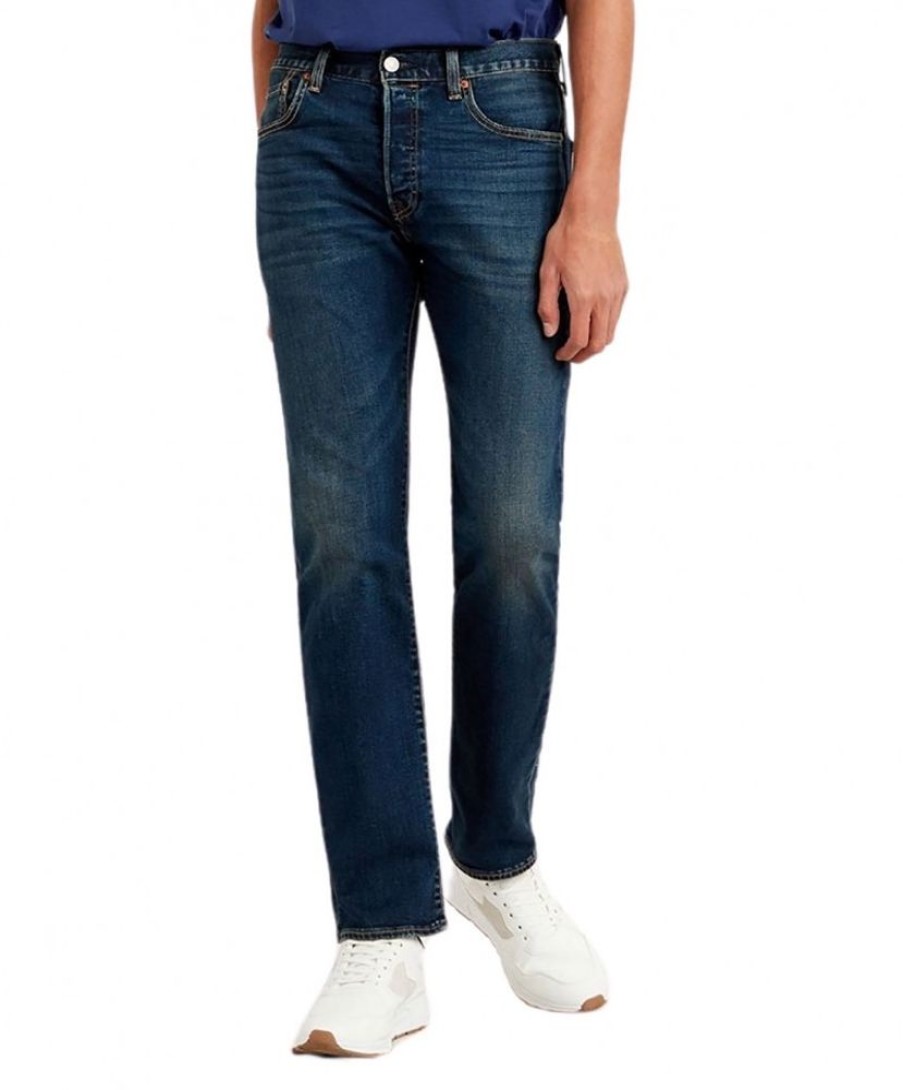 Herren Levis Stretch Jeans | Levi'S 501 Jeans Original Fit In Dunkler Block Crusher