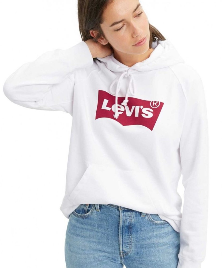 Damen Levis Pullover | Levis Damen Kapuzensweatshirt Logo Sport In Weis