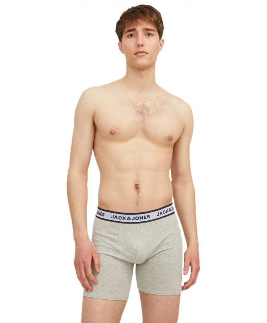 Herren Jack & Jones Unterwasche | Jack & Jones Boxershorts Solid Im 3Er Pack Mit Schriftzug | Jeans-Meile.De