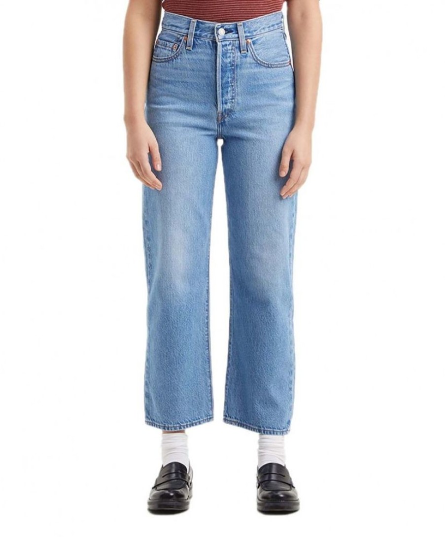 Damen Levis Slim Fit | Levi'S Ribcage Straight Ankle Jeans In Heller Indigo Optik