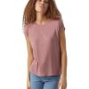 Damen Vero Moda Shirts | Vero Moda T-Shirt Ava Mit Rundhals In Rosa