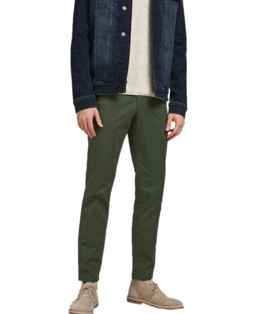 Herren Jack & Jones Chinohosen | Jack & Jones Slim-Fit Chino Marco In Grunen Forest Night