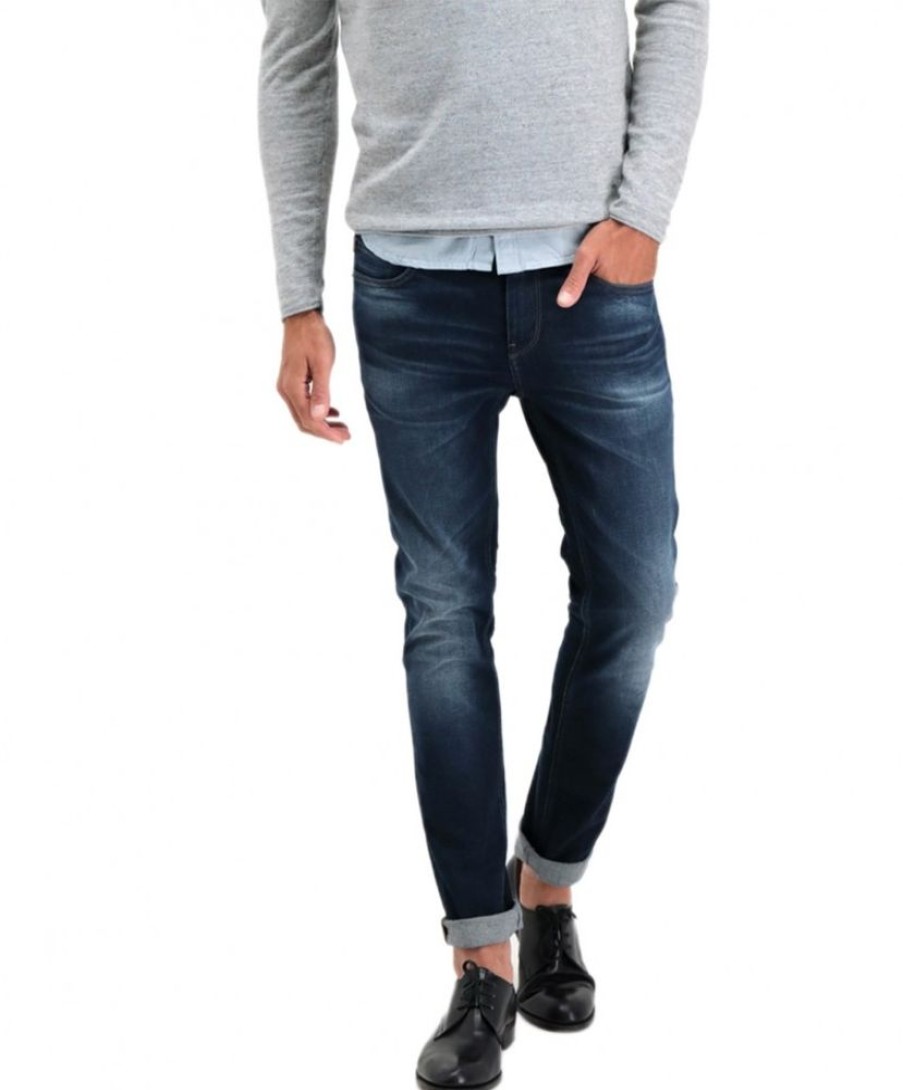 Herren Garcia Slim Fit | Garcia - Eng Geschnittene Jeans In Verwaschenem Dunkelblau