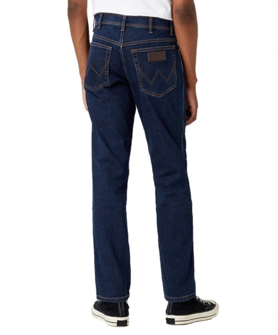 Herren Wrangler Regular Fit | Wrangler Herren Jeans Texas Slim In Dunkelblauem Cross Game