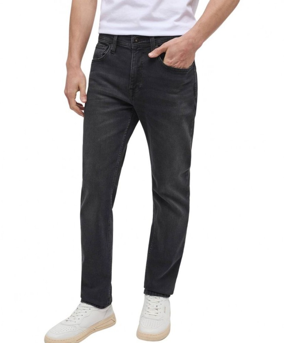 Herren Mustang Slim Fit | Mustang Orlando Slim Jeans Im Schwarzem Used Look