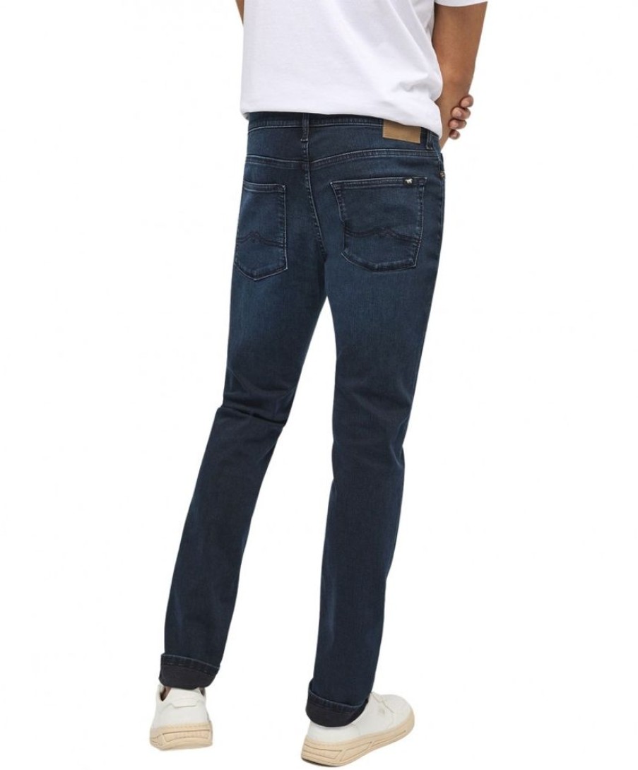 Herren Mustang Skinny Fit | Mustang Frisco Jeans Skinny Fit In Dunkelblauer Used-Waschung