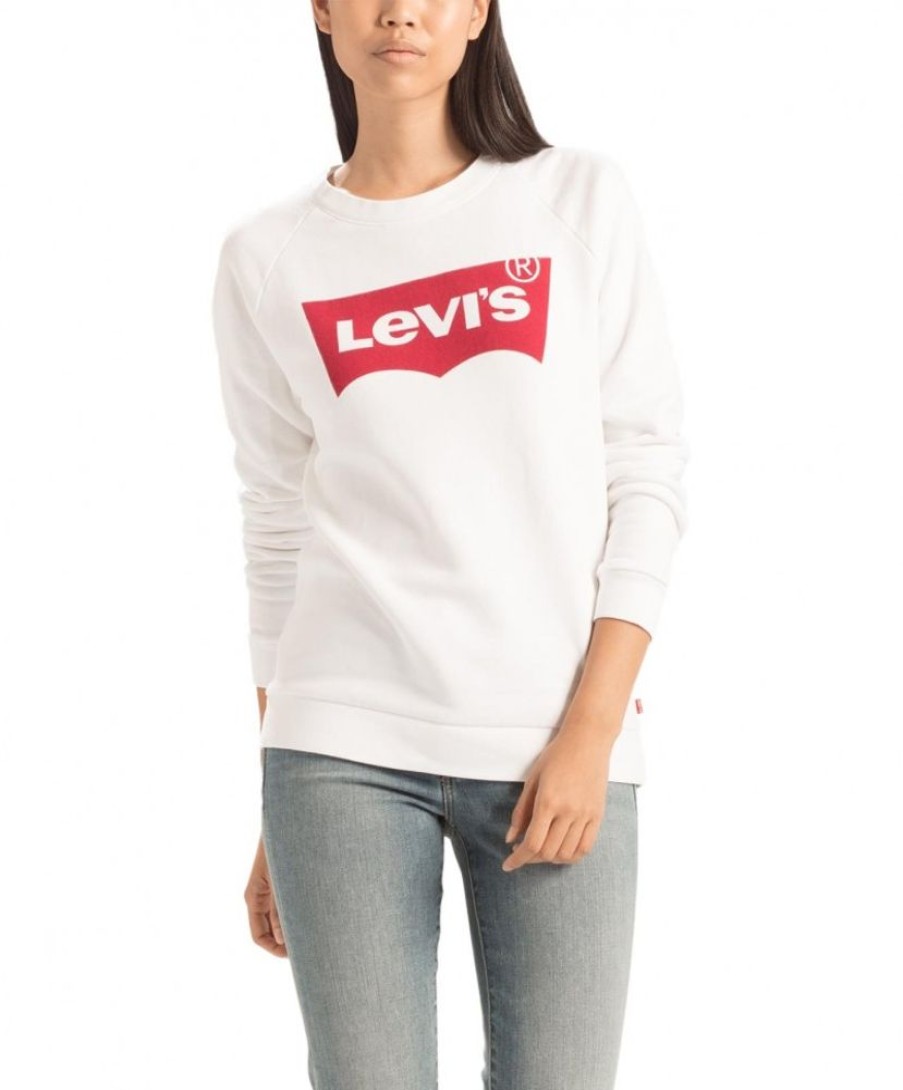 Damen Levis Pullover | Levi'S Pullover Mit Rundhalsausschnitt Und Grafikprint In Weiss