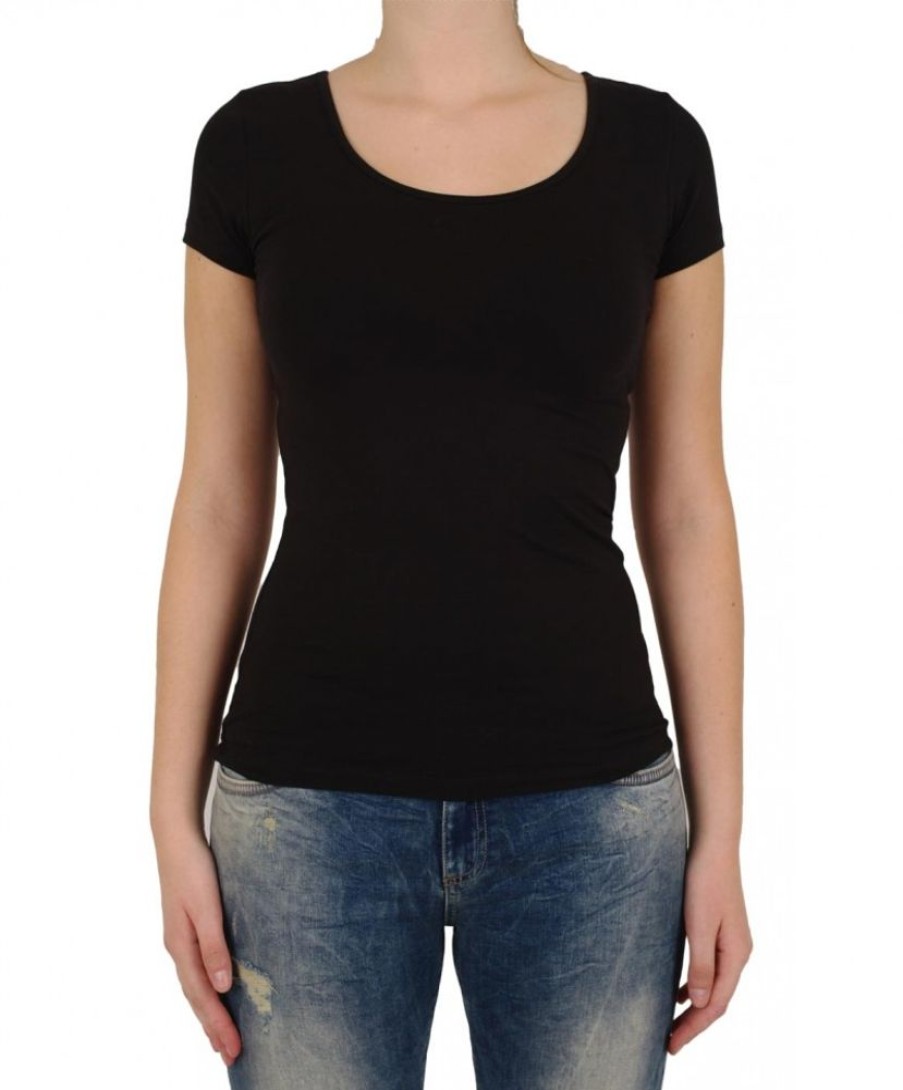 Damen Vero Moda Shirts | Vero Moda T-Shirt Soft U-Neck In Schwarz