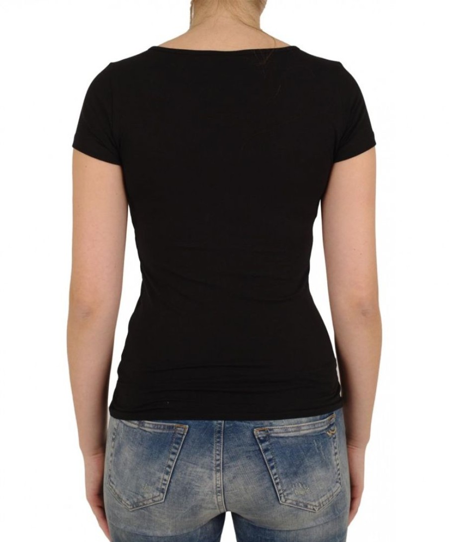 Damen Vero Moda Shirts | Vero Moda T-Shirt Soft U-Neck In Schwarz