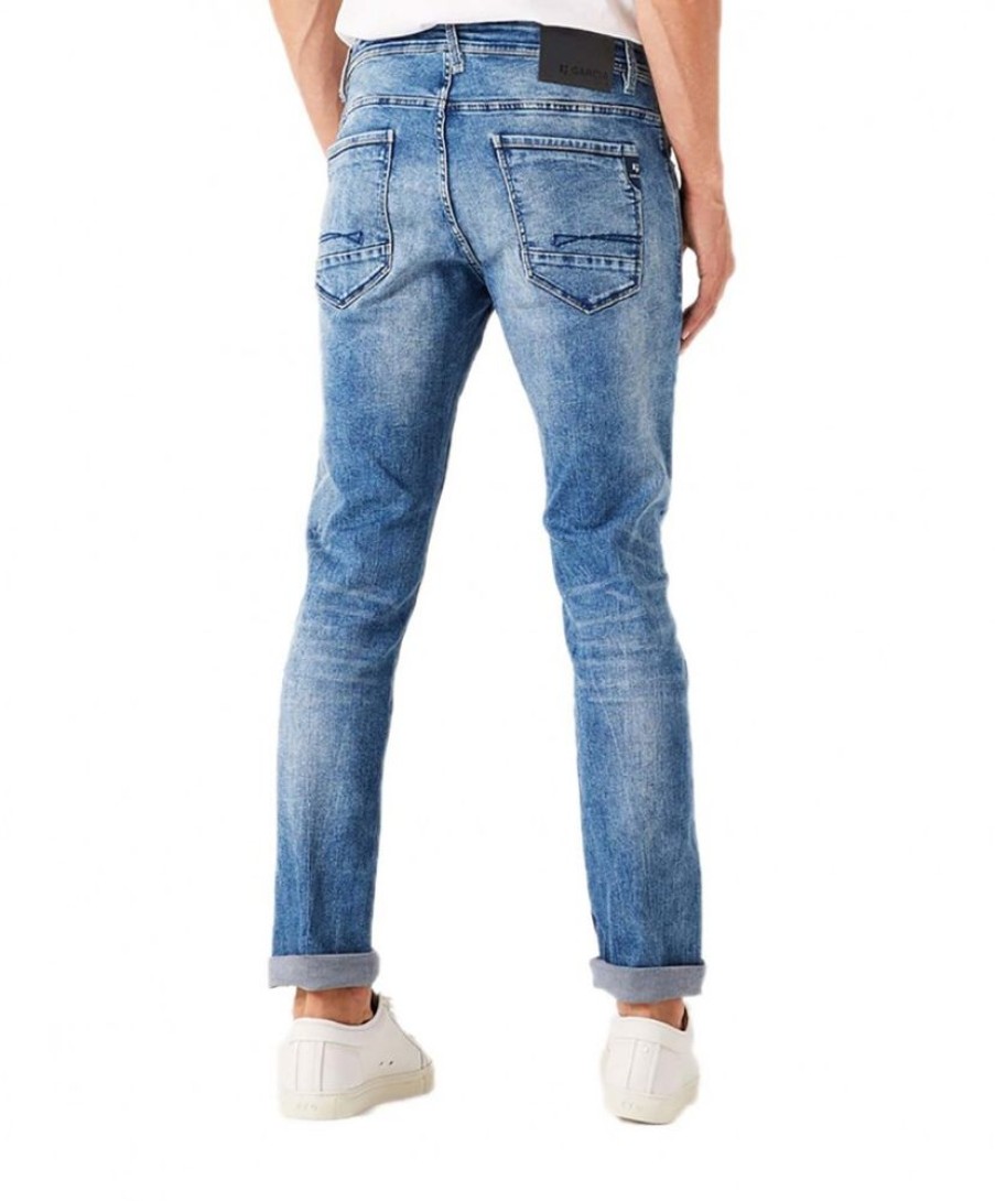 Herren Garcia Slim Fit | Garcia Savio Jeans Slim Fit In Mittelblauem Used