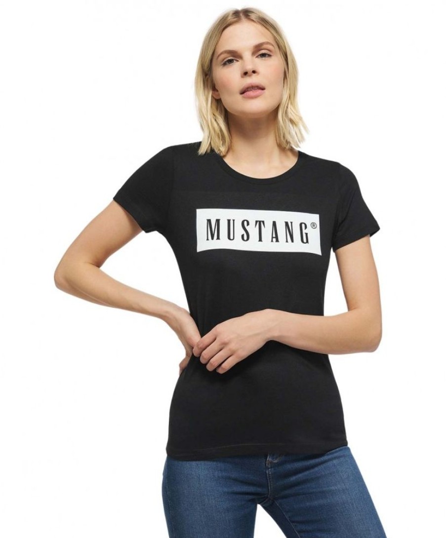 Damen Mustang Shirts | Mustang Damen T-Shirt Mit Print Alina In Schwarz