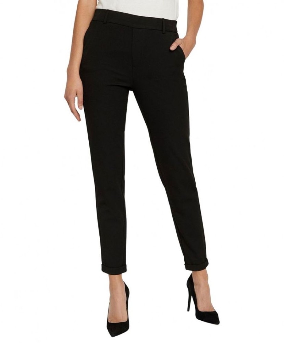 Damen Vero Moda Stoffhosen | Vero Moda Anzughose Maya Mit Stretch-Bund In Schwarz | Jeans-Meile.De