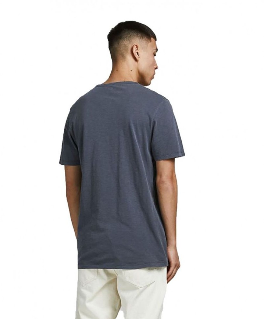 Herren Jack & Jones Shirts | Jack & Jones T-Shirt Split Mit Neck In Navy Blue