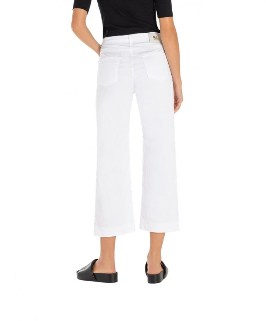 Damen MAC Stoffhosen | Mac Rich Culotte Hose Aus Stretch Gabardine In Weis | Jeans-Meile.De